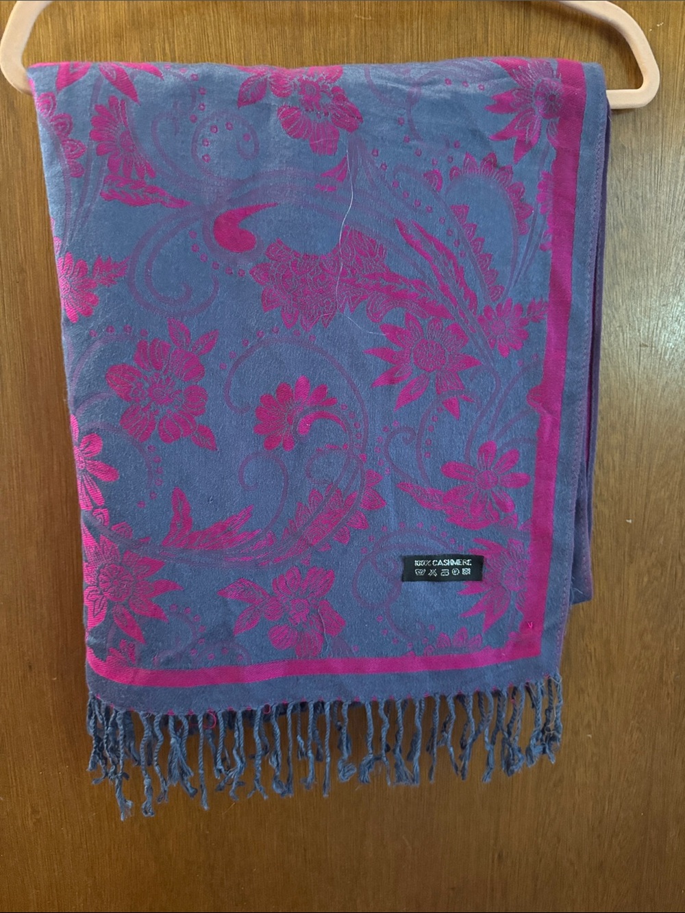 Floral Jacquard Cashmere-Blend Scarf in Purple & Pink